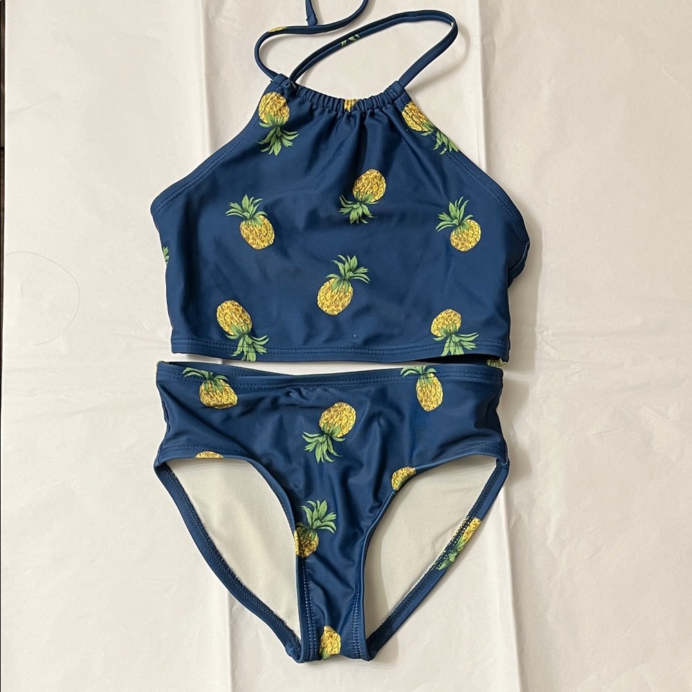 Kids Pineapple Print Swim Set - Blue